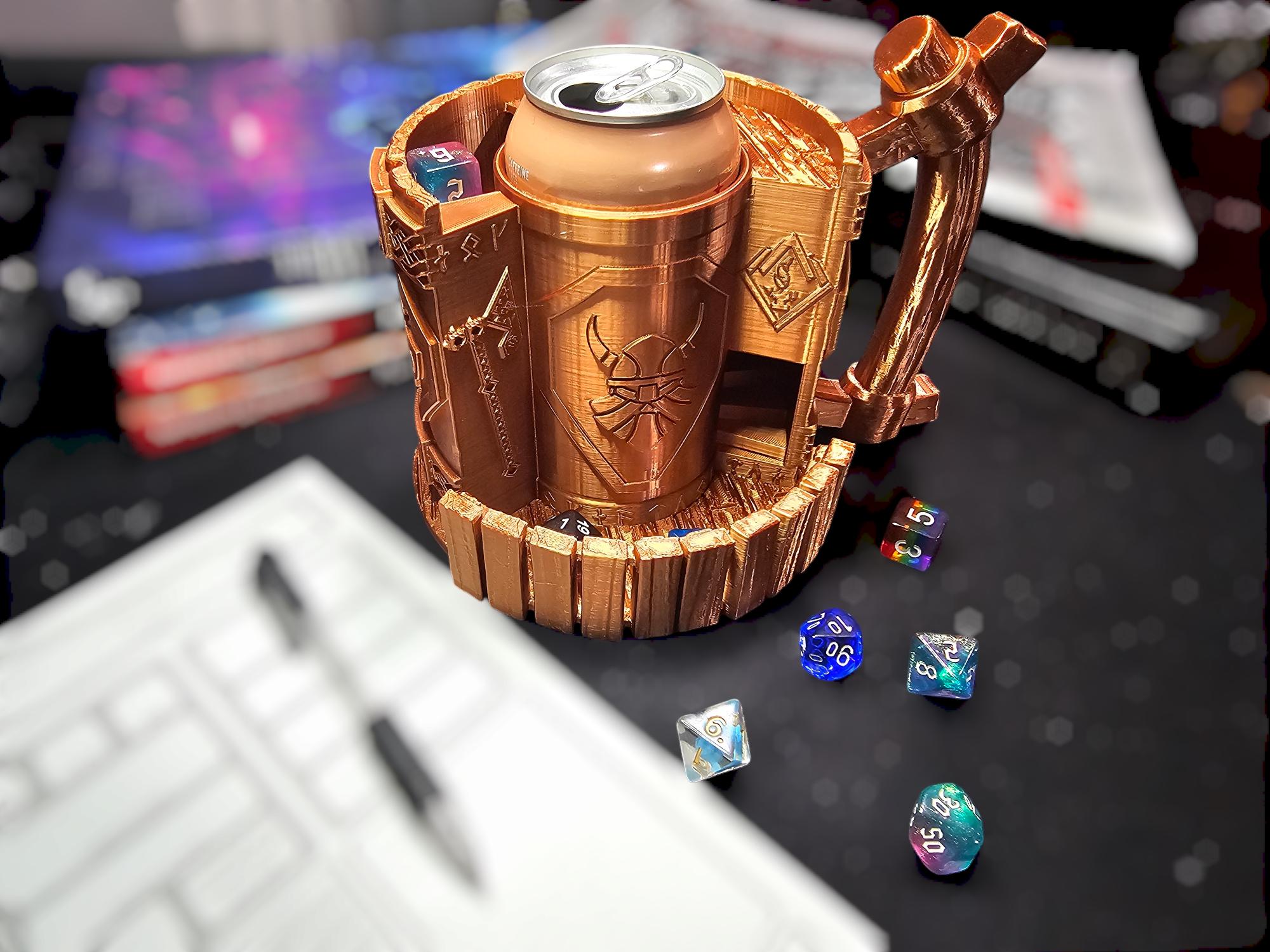 Dwarven Sip N' Roll - Dice Tower & Can Cozy Combo!