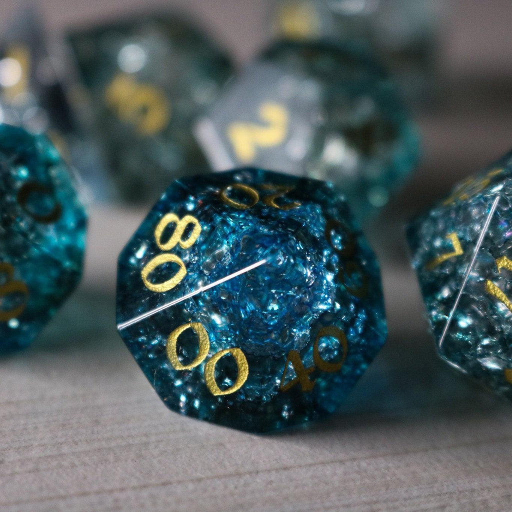 Dark Waters Forge Fire Glass Blue DND Dice Set