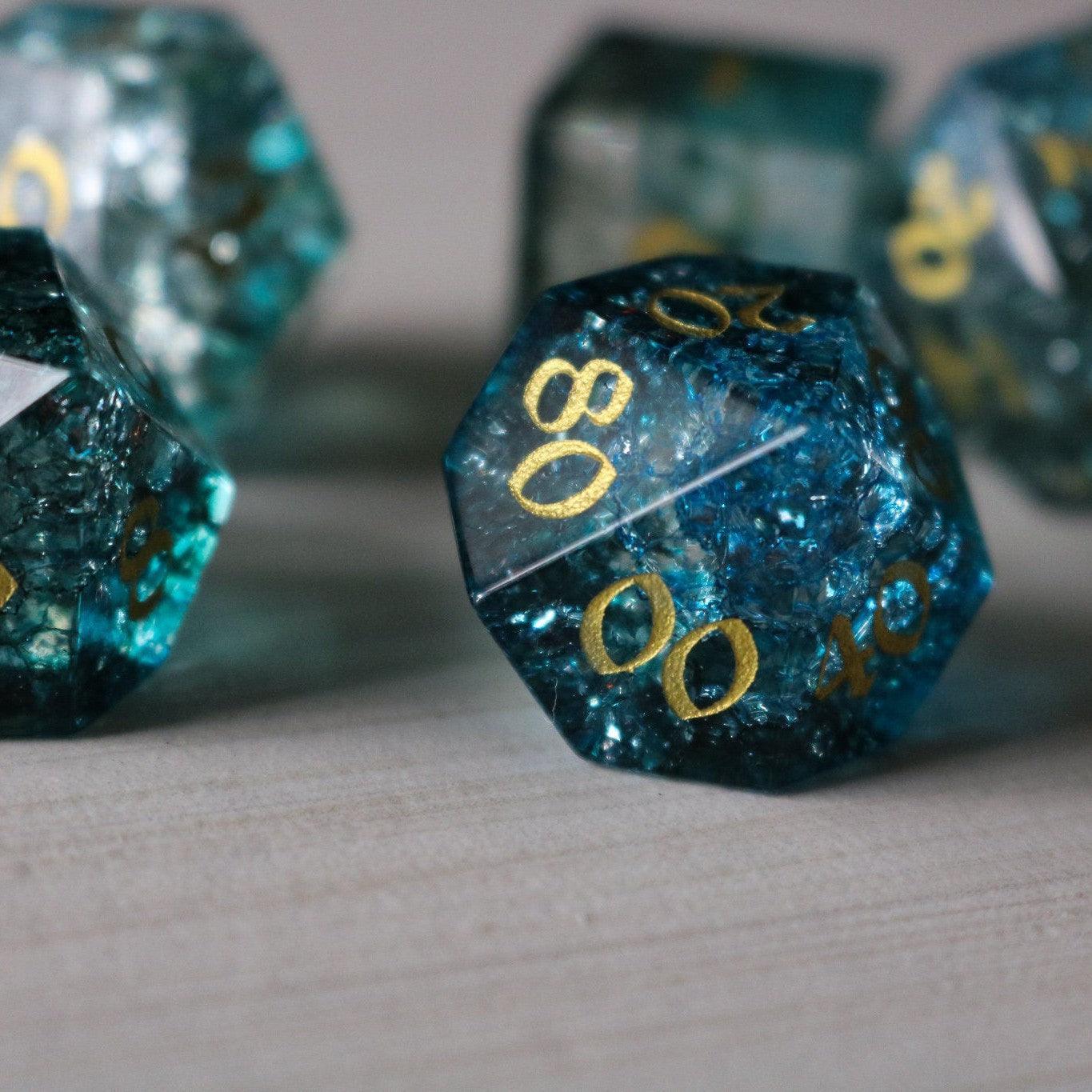 Dark Waters Forge Fire Glass Blue DND Dice Set