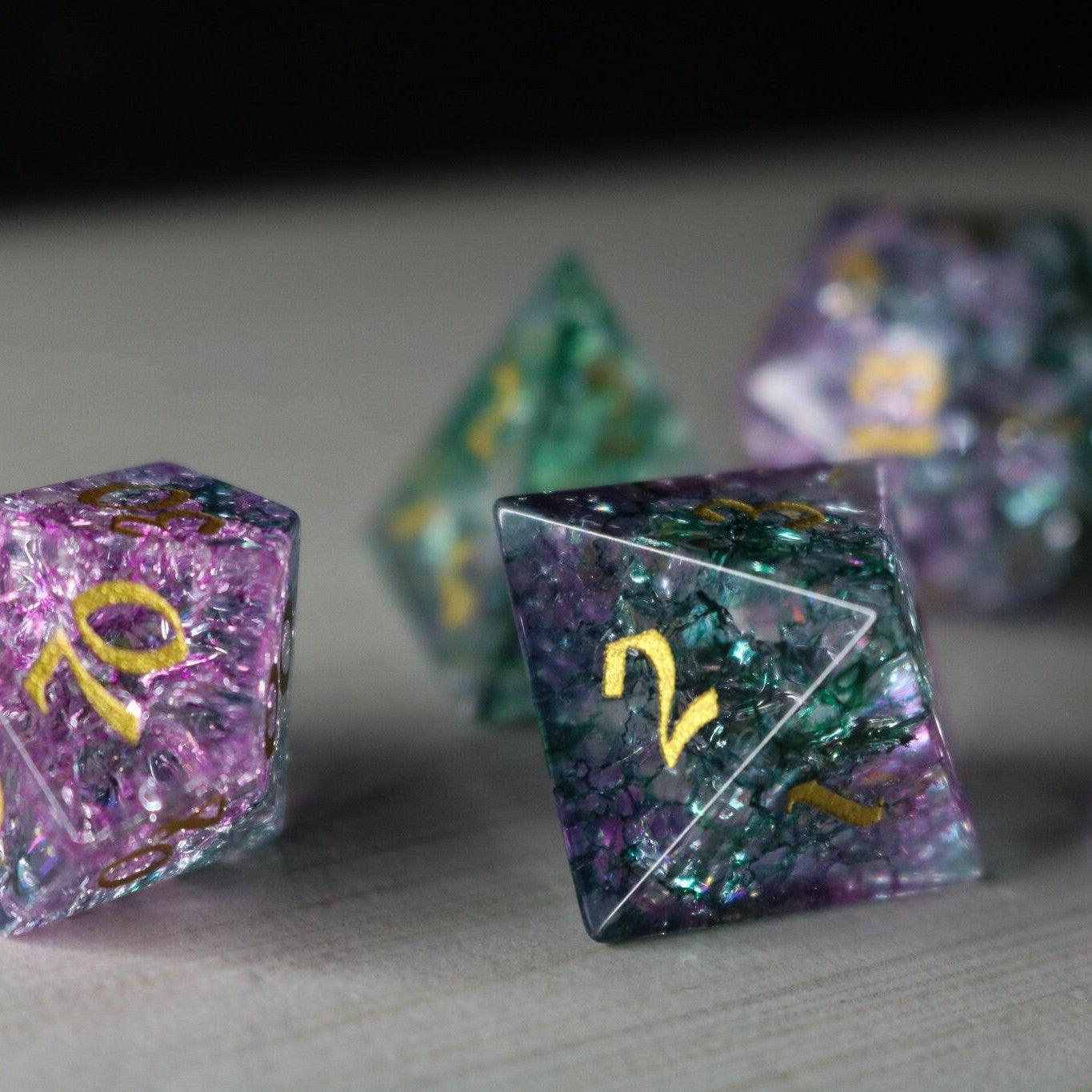 Moon Gate Purple Forge Fire Glass DND Dice Set