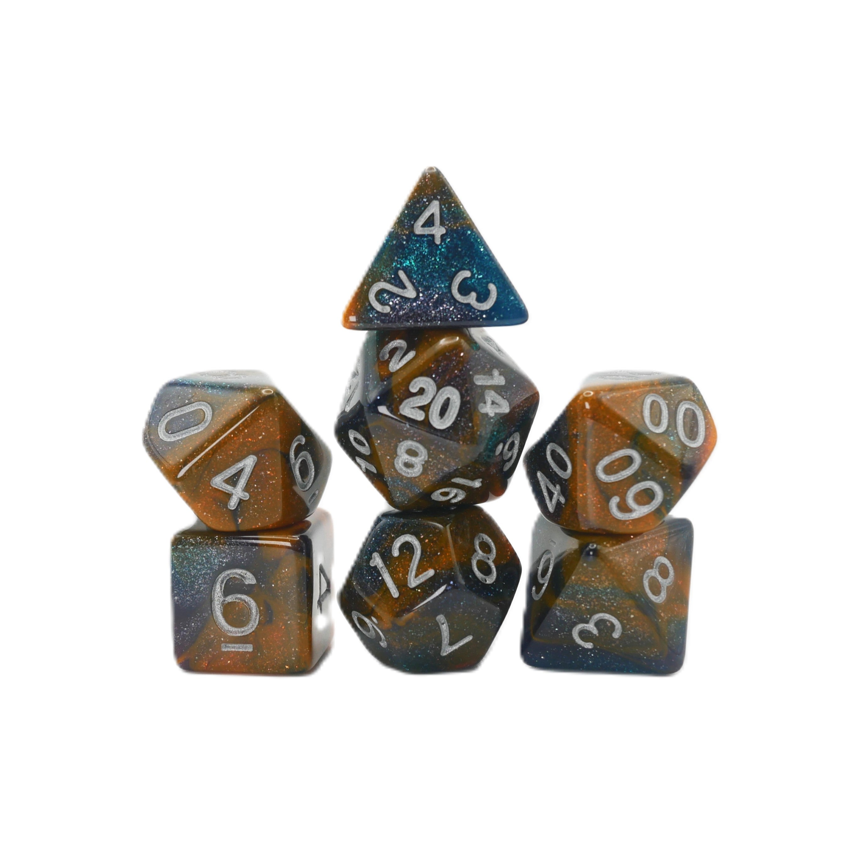 Mysterious Ink - 7 Piece DnD Dice Set | Acrylic RPG Gaming Dice