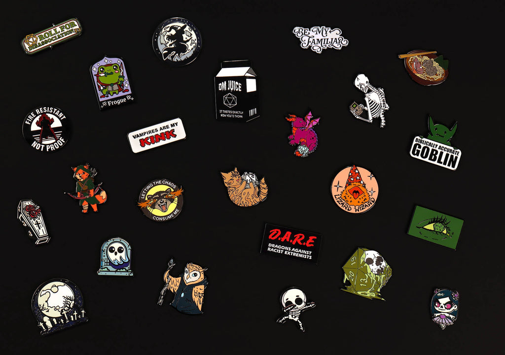 Premium DND Dice 6 Pack – 6 sets of unique dice stickers and pins! No Duplicates!