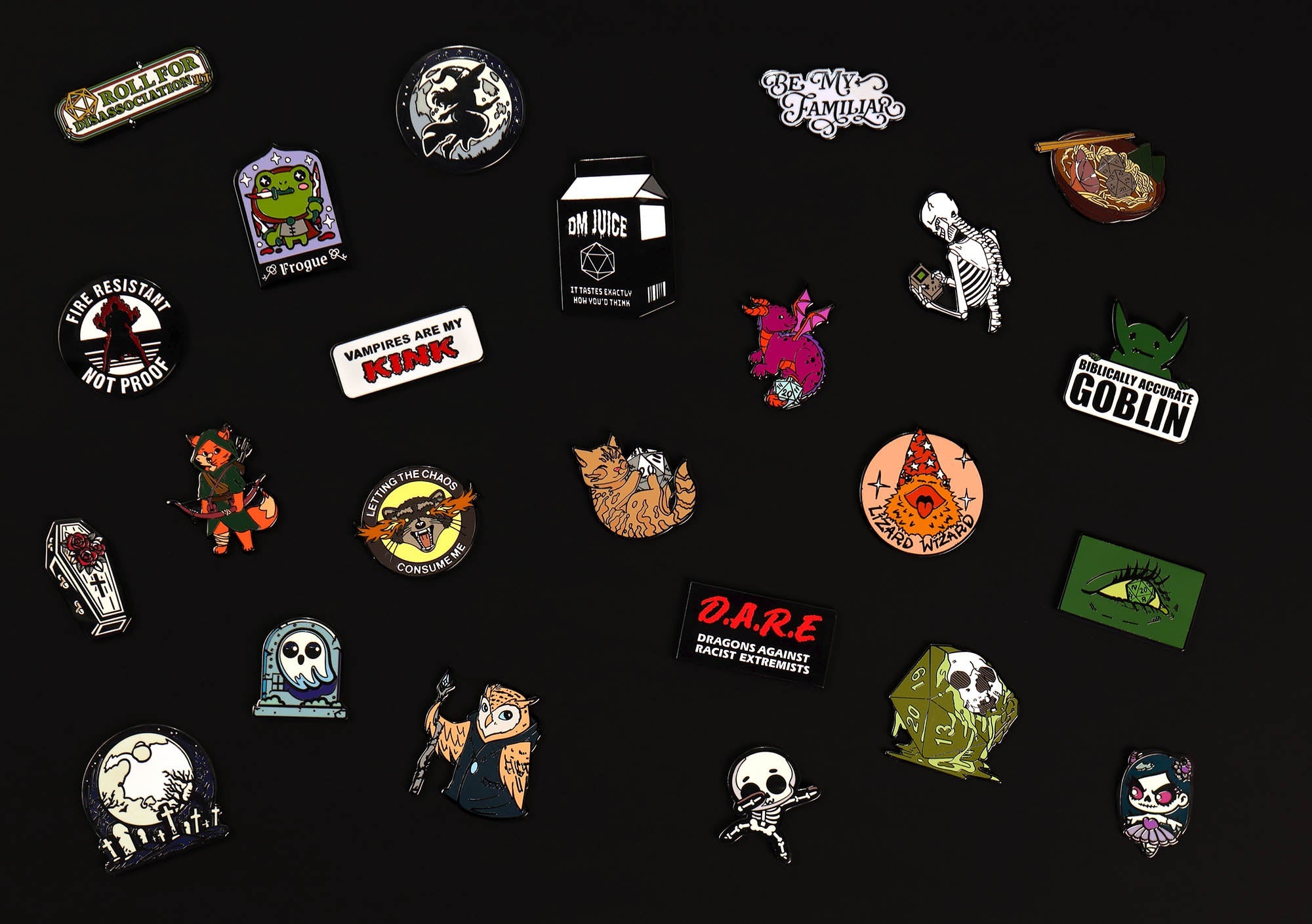 Premium DND Dice 6 Pack – 6 sets of unique dice stickers and pins! No Duplicates!