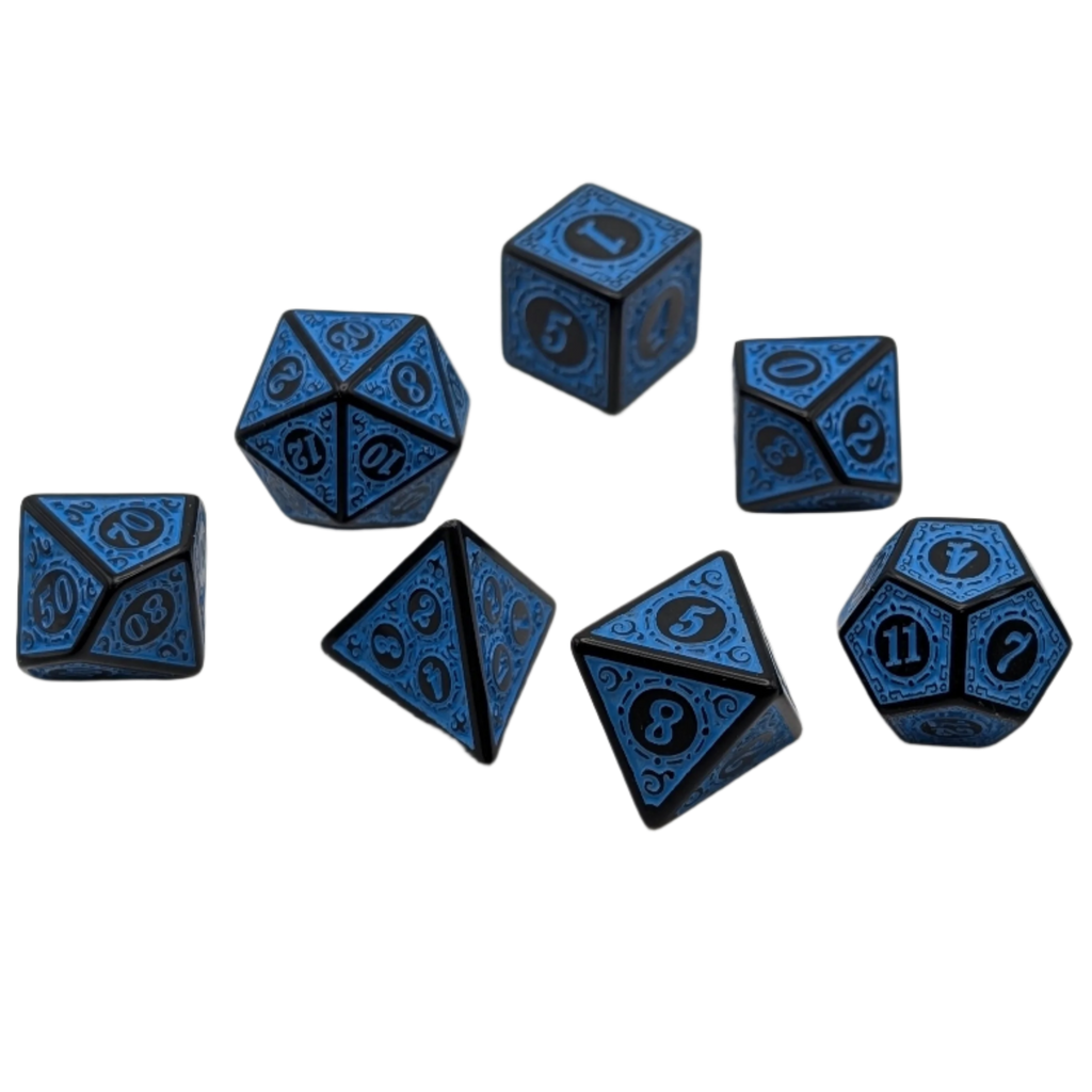 Magic Flame - Blue - 7 Piece DnD Dice Set | Acrylic RPG Gaming Dice