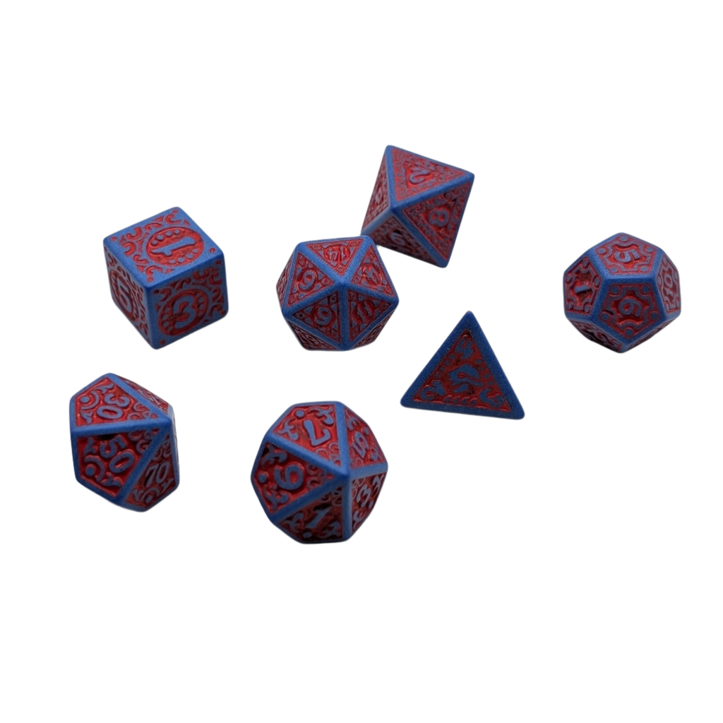 Magic Flame - Red Blue - 7 Piece DnD Dice Set | Acrylic RPG Gaming Dice