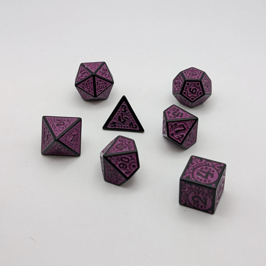 Magic Flame - Purple - 7 Piece DnD Dice Set | Acrylic RPG Gaming Dice