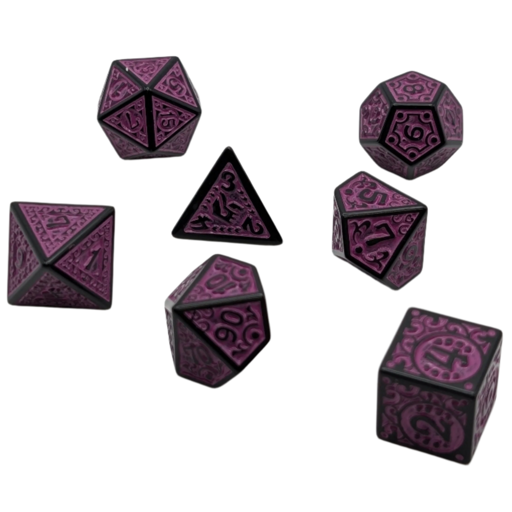 Magic Flame - Purple - 7 Piece DnD Dice Set | Acrylic RPG Gaming Dice