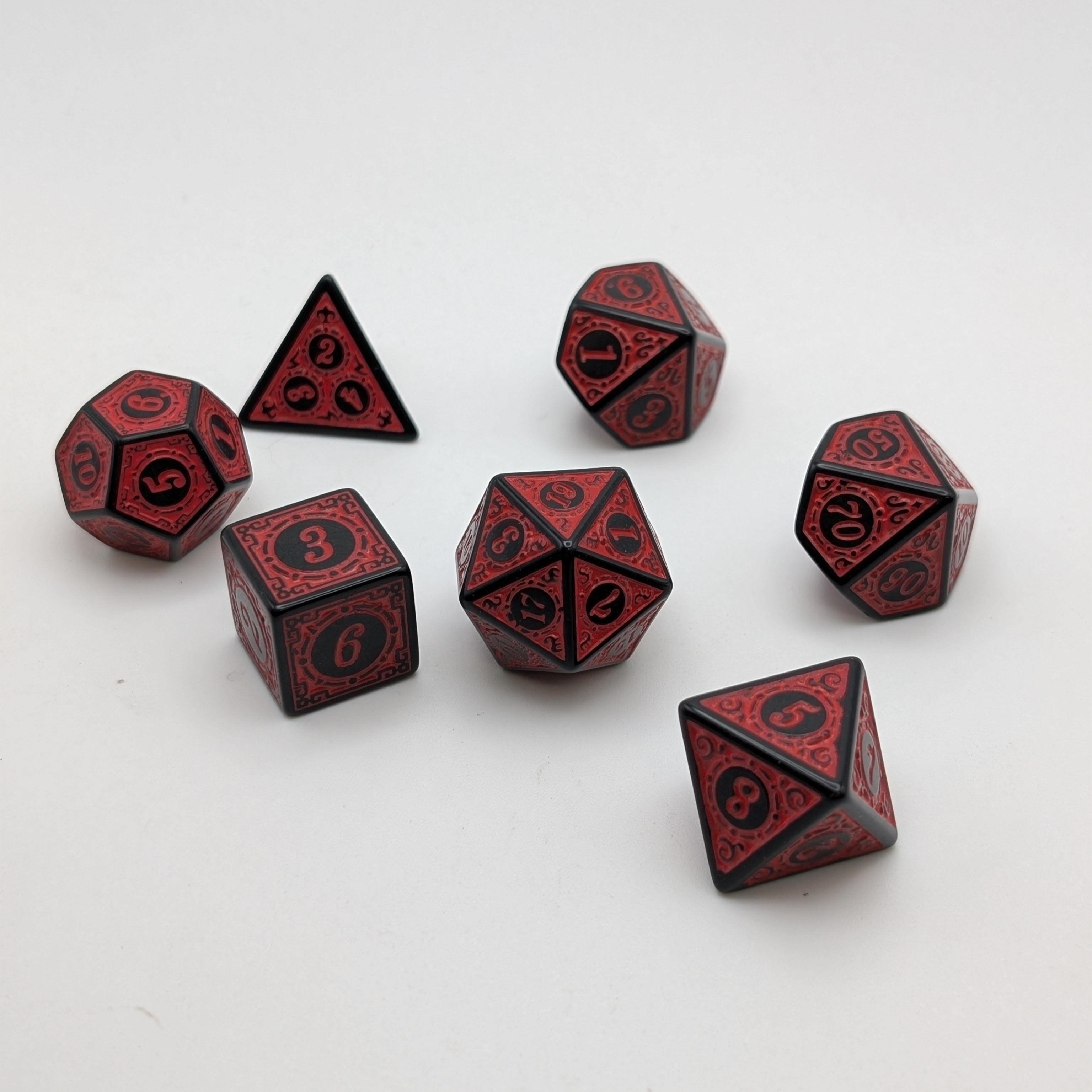Magic Flame - Red - 7 Piece DnD Dice Set | Acrylic RPG Gaming Dice