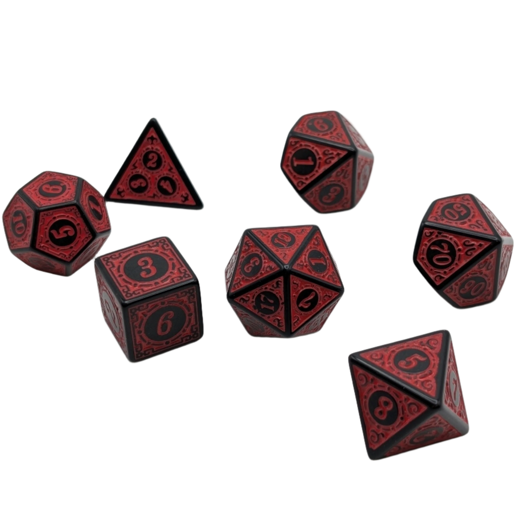 Magic Flame - Red - 7 Piece DnD Dice Set | Acrylic RPG Gaming Dice