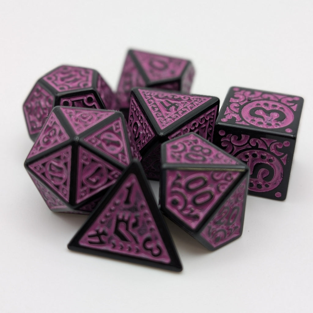 Magic Flame - Purple - 7 Piece DnD Dice Set | Acrylic RPG Gaming Dice