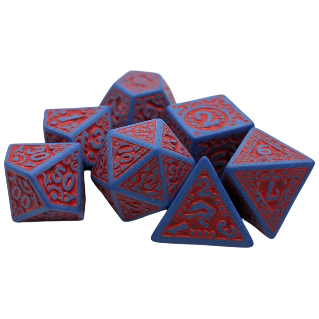 Magic Flame - Red Blue - 7 Piece DnD Dice Set | Acrylic RPG Gaming Dice