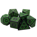 Magic Flame - Green - 7 Piece DnD Dice Set | Acrylic RPG Gaming Dice