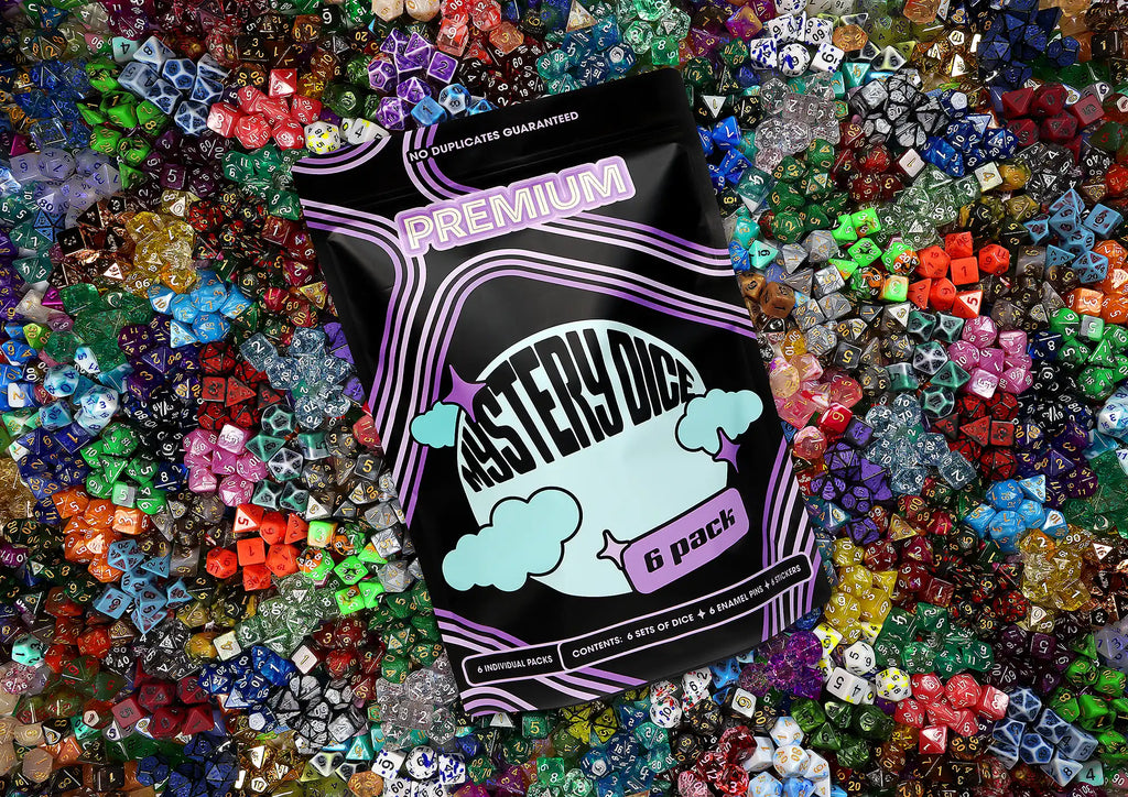 Premium DND Dice 6 Pack – 6 sets of unique dice stickers and pins! No Duplicates!