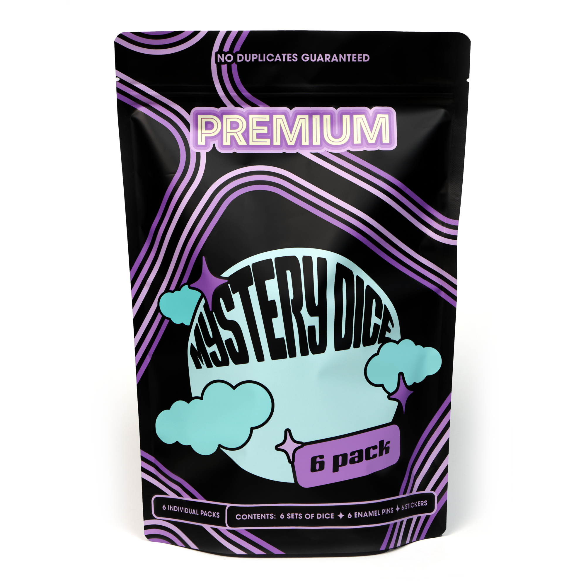 Premium DND Dice 6 Pack – 6 sets of unique dice stickers and pins! No Duplicates!