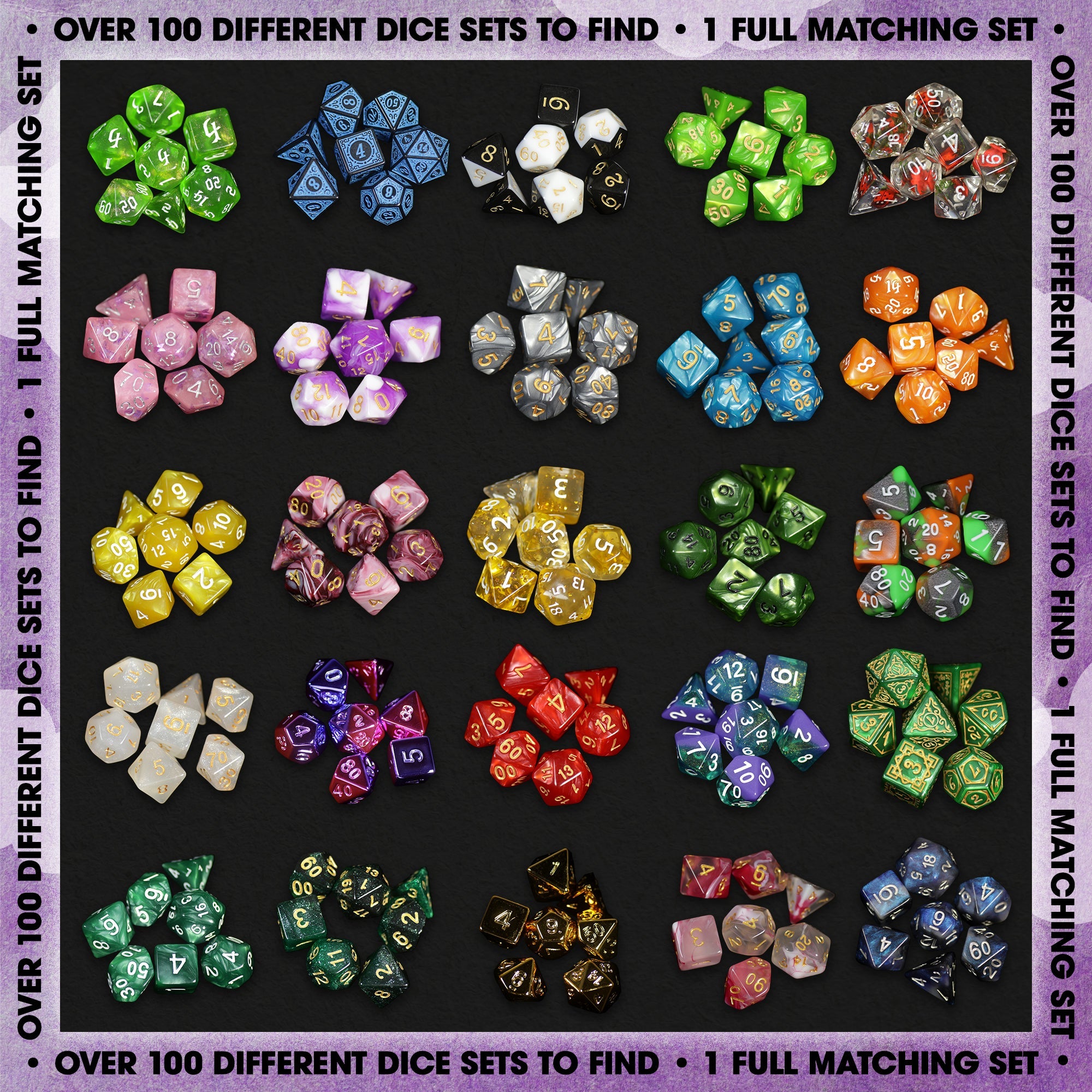 Premium DND Dice 6 Pack – 6 sets of unique dice stickers and pins! No Duplicates!