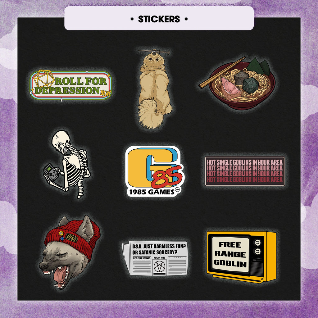 Premium Mystery Dice Set – 100's of different dice, stickers and pins! Handpacked in Portland, OR.