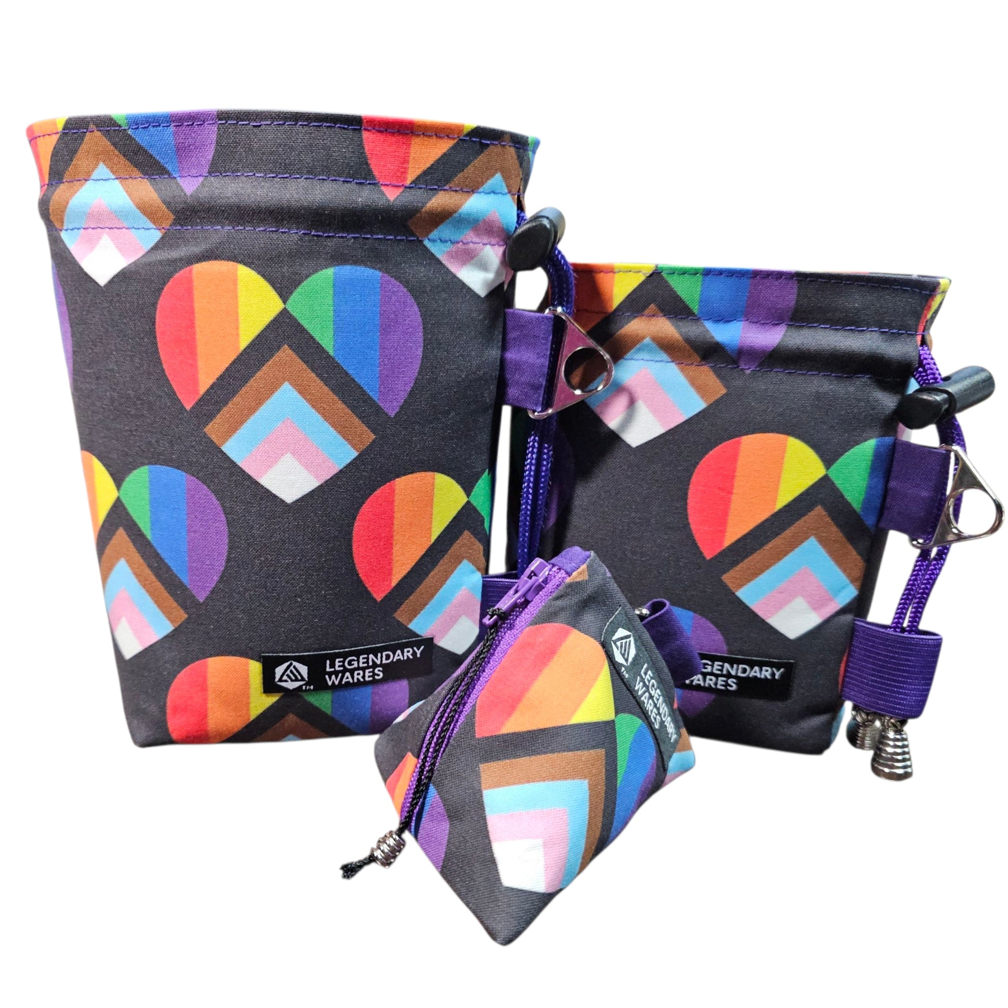 Progress Pride Heart Dice Bag