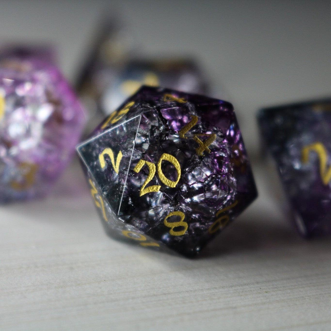Purple Purge Forge Fire Glass DND Dice Set
