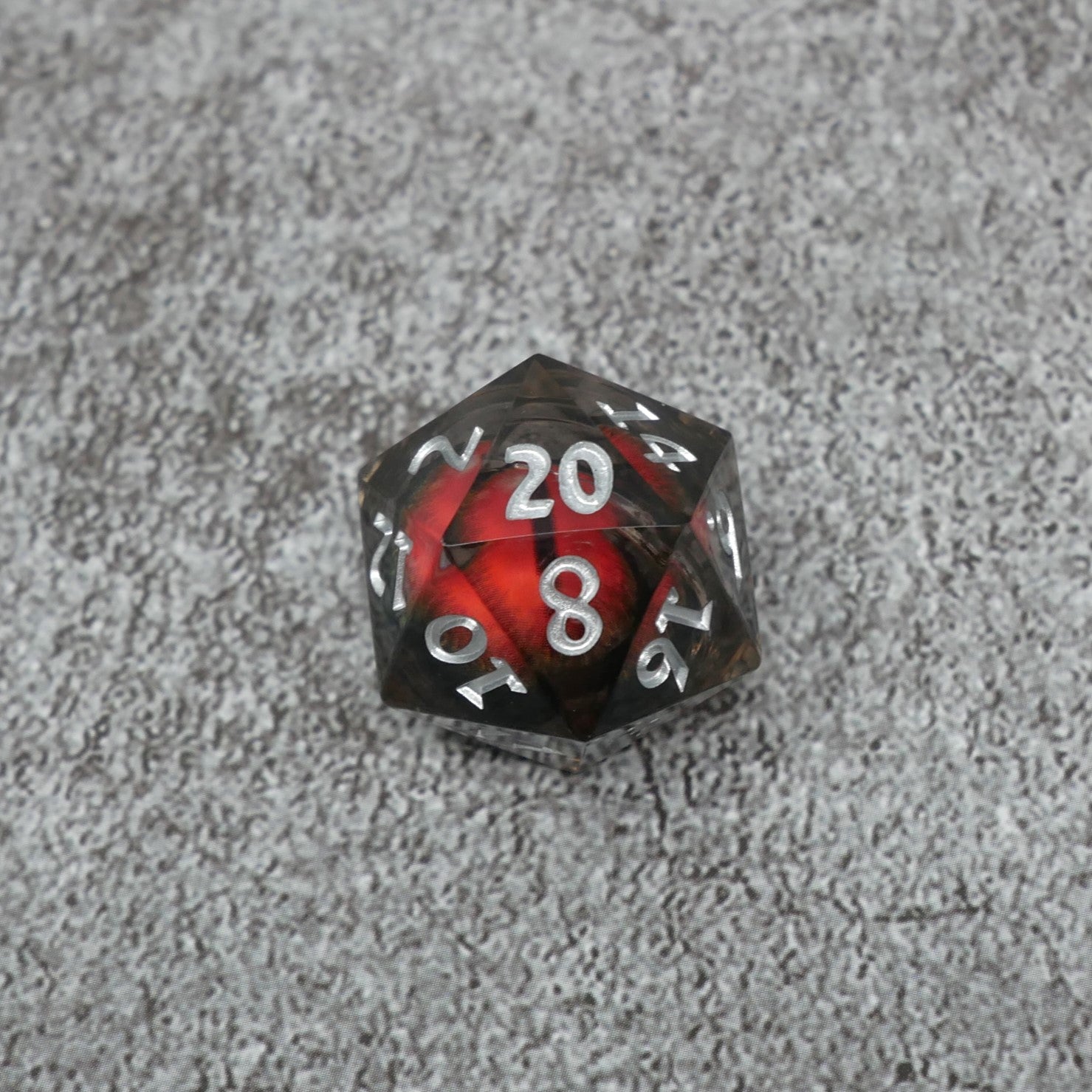 Smaug's Eye |  7 Piece Moving Eye DnD Dice Set | Acrylic RPG Gaming Dice
