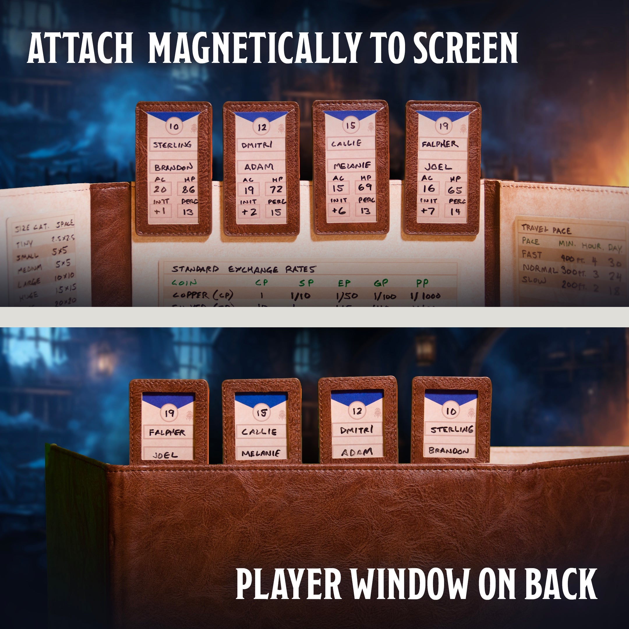 Initiative Trackers (Pack of 4) - Magnetic Turn Order Cards for D&D 5e and TTRPG Combat Management