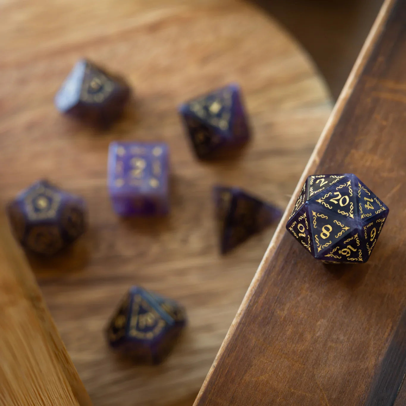 Vine Spike Gemstone Purple Amethyst DND Dice Set