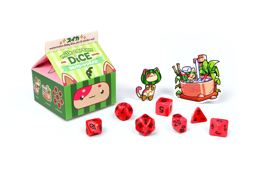 Watermelon Kawaii Cat Dice Set – Milk Carton