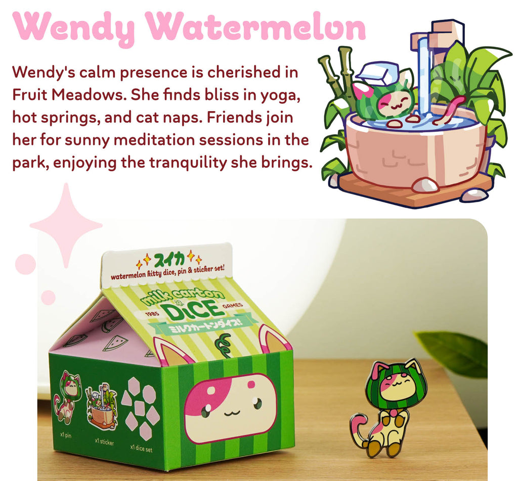 Watermelon Kawaii Cat Dice Set – Milk Carton