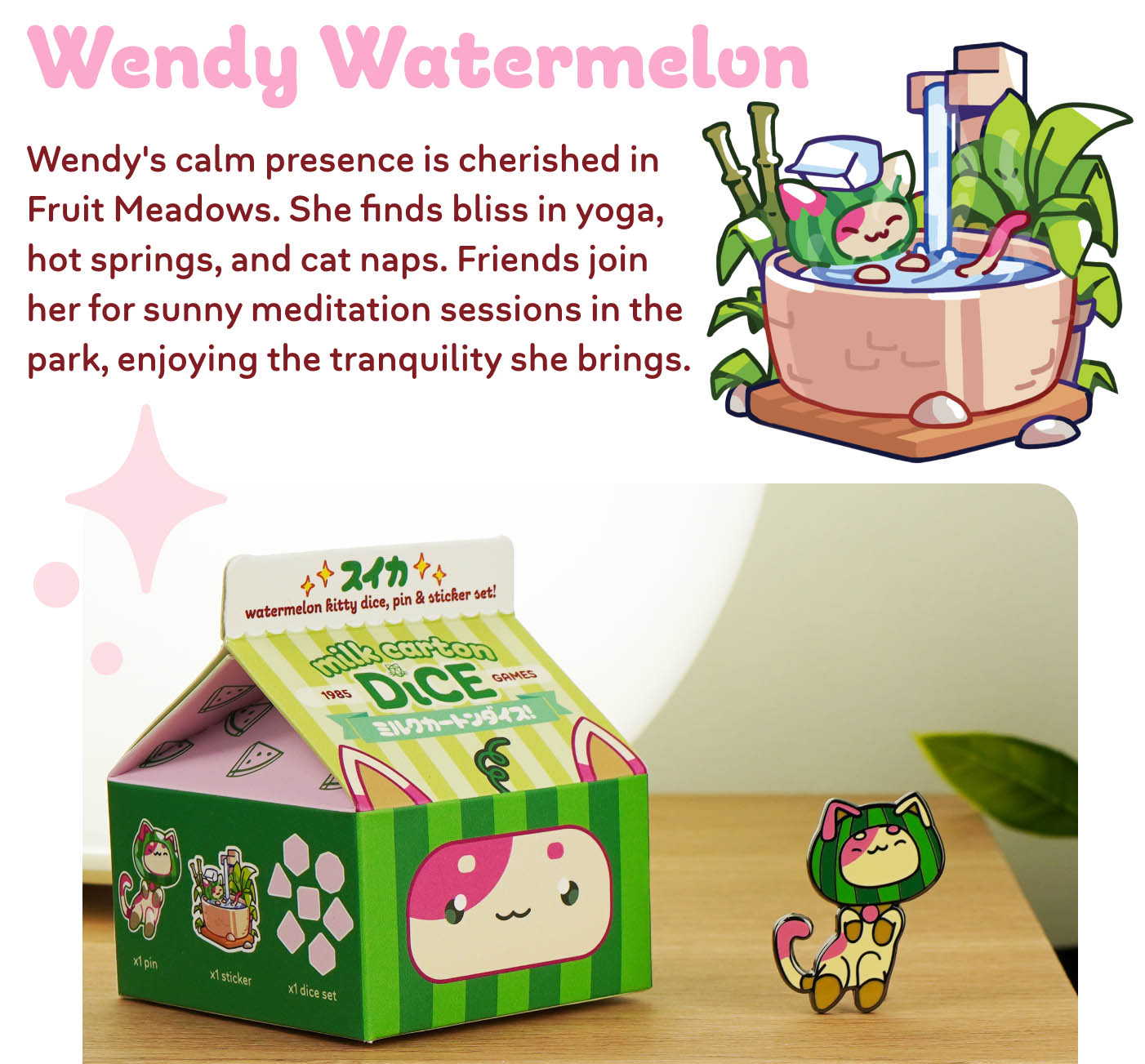 Watermelon Kawaii Cat Dice Set – Milk Carton