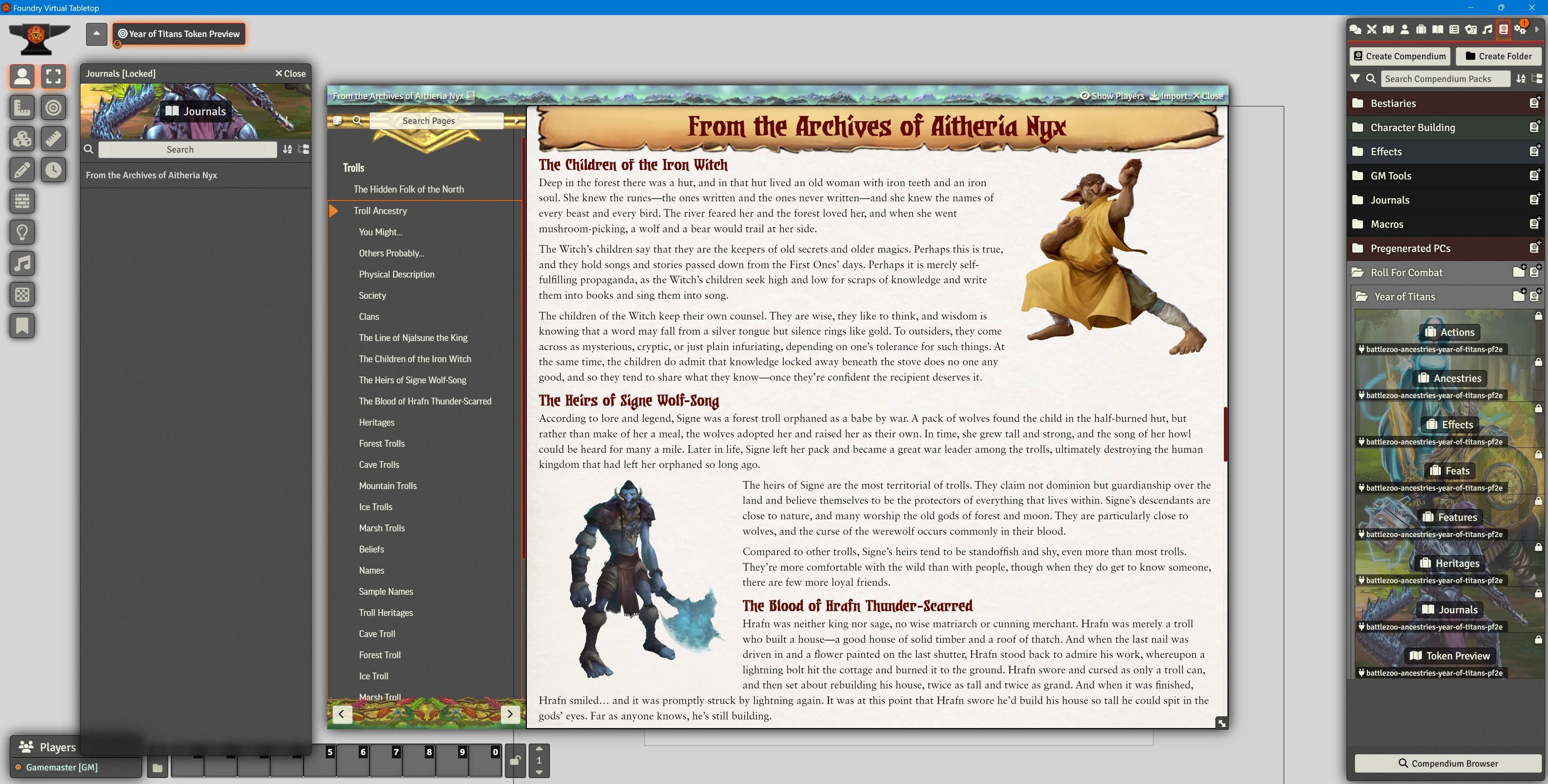 Battlezoo Ancestries: Year of Titans Foundry VTT