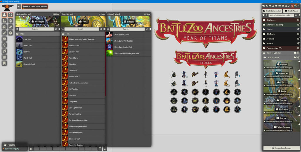 Battlezoo Ancestries: Year of Titans Foundry VTT